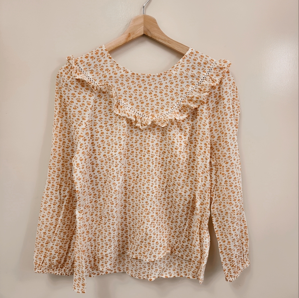 Madewell Orange and Beigie Floral Blouse